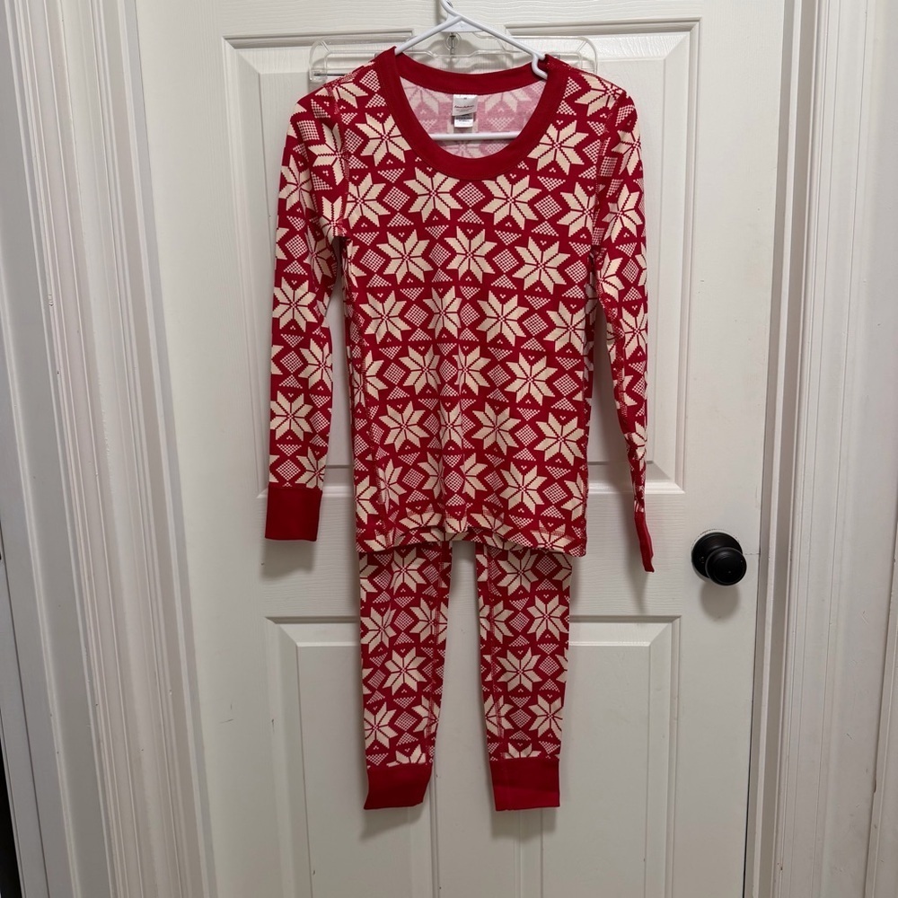 Hanna Andersson Organic Long Johns Pajamas Scandi Snowflake Print Size XS